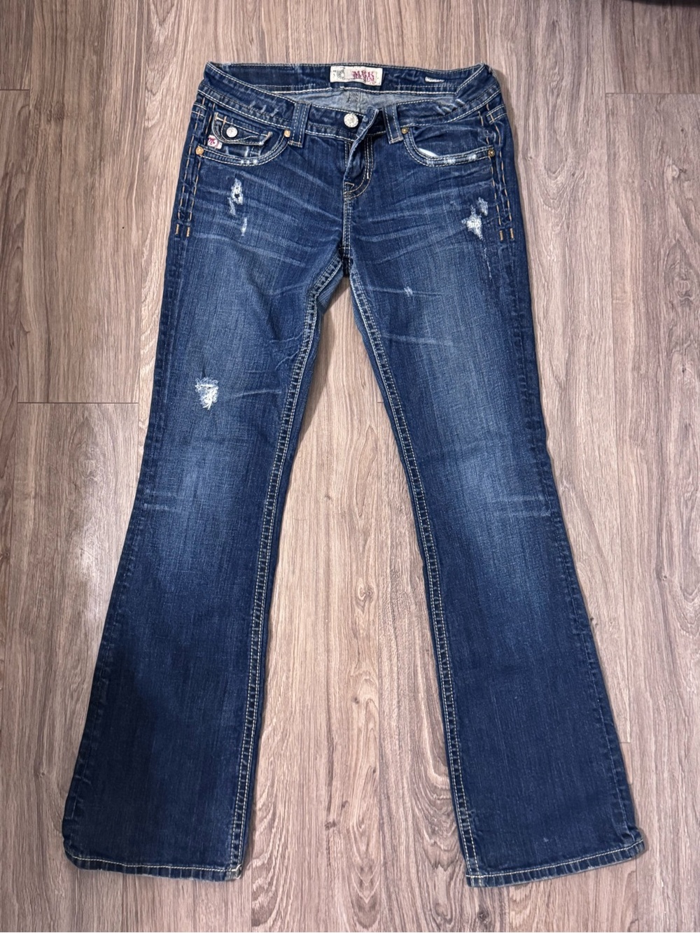 Mek Dark Blue Distressed Women's Bootcut Jeans
